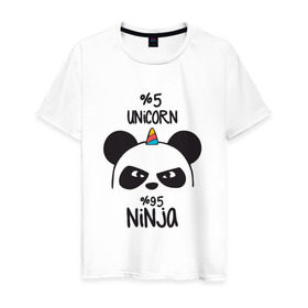 Мужская футболка хлопок с принтом Unicorn ninja в Белгороде, 100% хлопок | прямой крой, круглый вырез горловины, длина до линии бедер, слегка спущенное плечо. | panda dab | unicorn ninja