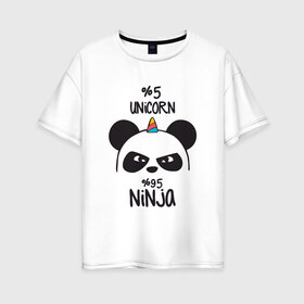 Женская футболка хлопок Oversize с принтом Unicorn ninja в Белгороде, 100% хлопок | свободный крой, круглый ворот, спущенный рукав, длина до линии бедер
 | panda dab | unicorn ninja
