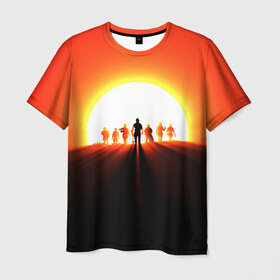 Мужская футболка 3D с принтом Sun в Белгороде, 100% полиэфир | прямой крой, круглый вырез горловины, длина до линии бедер | red dead redemption | red dead redemption 2 | дикий запад | ковбои