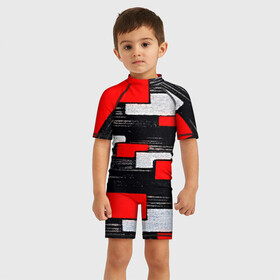 Детский купальный костюм 3D с принтом Необычная текстура в Белгороде, Полиэстер 85%, Спандекс 15% | застежка на молнии на спине | abstraction | geometry | абстракция | геометрия | грань | краски | кубик | кубики | линии | мозаика | разноцветные | ребро | текстура | тени | узор