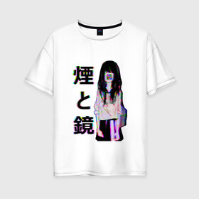 Женская футболка хлопок Oversize с принтом MIRRORS Sad Japanese Aesthetic в Белгороде, 100% хлопок | свободный крой, круглый ворот, спущенный рукав, длина до линии бедер
 | 
