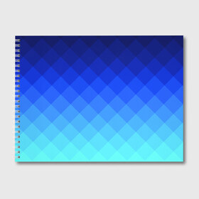 Альбом для рисования с принтом Blue geometria в Белгороде, 100% бумага
 | матовая бумага, плотность 200 мг. | Тематика изображения на принте: blue | geometria | абстракция | бирюза | бирюзовый | геометрия | куб | синий