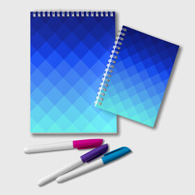 Блокнот с принтом Blue geometria в Белгороде, 100% бумага | 48 листов, плотность листов — 60 г/м2, плотность картонной обложки — 250 г/м2. Листы скреплены удобной пружинной спиралью. Цвет линий — светло-серый
 | blue | geometria | абстракция | бирюза | бирюзовый | геометрия | куб | синий