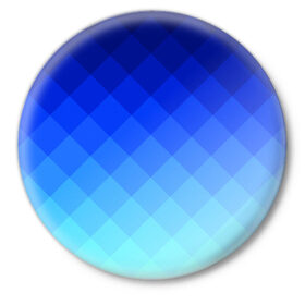 Значок с принтом Blue geometria в Белгороде,  металл | круглая форма, металлическая застежка в виде булавки | blue | geometria | абстракция | бирюза | бирюзовый | геометрия | куб | синий