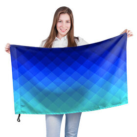 Флаг 3D с принтом Blue geometria в Белгороде, 100% полиэстер | плотность ткани — 95 г/м2, размер — 67 х 109 см. Принт наносится с одной стороны | blue | geometria | абстракция | бирюза | бирюзовый | геометрия | куб | синий