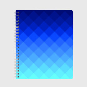 Тетрадь с принтом Blue geometria в Белгороде, 100% бумага | 48 листов, плотность листов — 60 г/м2, плотность картонной обложки — 250 г/м2. Листы скреплены сбоку удобной пружинной спиралью. Уголки страниц и обложки скругленные. Цвет линий — светло-серый
 | Тематика изображения на принте: blue | geometria | абстракция | бирюза | бирюзовый | геометрия | куб | синий