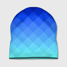 Шапка 3D с принтом Blue geometria в Белгороде, 100% полиэстер | универсальный размер, печать по всей поверхности изделия | Тематика изображения на принте: blue | geometria | абстракция | бирюза | бирюзовый | геометрия | куб | синий