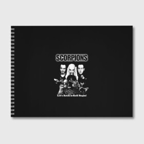 Альбом для рисования с принтом Группа Scorpions в Белгороде, 100% бумага
 | матовая бумага, плотность 200 мг. | Тематика изображения на принте: scorpions | группа | скорпионс | хард | хардрок