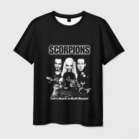 Мужская футболка 3D с принтом Группа Scorpions в Белгороде, 100% полиэфир | прямой крой, круглый вырез горловины, длина до линии бедер | Тематика изображения на принте: scorpions | группа | скорпионс | хард | хардрок
