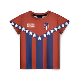Детская футболка 3D с принтом Atletico Madrid Original #11 в Белгороде, 100% гипоаллергенный полиэфир | прямой крой, круглый вырез горловины, длина до линии бедер, чуть спущенное плечо, ткань немного тянется | Тематика изображения на принте: атлетико мадрид | полосы | эмблема
