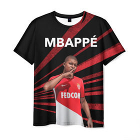Мужская футболка 3D с принтом Kylian Mbappe в Белгороде, 100% полиэфир | прямой крой, круглый вырез горловины, длина до линии бедер | kylian mbappe | monaco | килиан мбаппе | монако | футболист