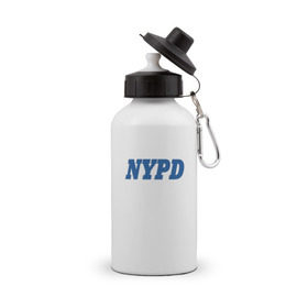 Бутылка спортивная с принтом NYPD в Белгороде, металл | емкость — 500 мл, в комплекте две пластиковые крышки и карабин для крепления | Тематика изображения на принте: new york police department | департамент | нью йорк