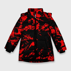 Зимняя куртка для девочек 3D с принтом Красные краски в Белгороде, ткань верха — 100% полиэстер; подклад — 100% полиэстер, утеплитель — 100% полиэстер. | длина ниже бедра, удлиненная спинка, воротник стойка и отстегивающийся капюшон. Есть боковые карманы с листочкой на кнопках, утяжки по низу изделия и внутренний карман на молнии. 

Предусмотрены светоотражающий принт на спинке, радужный светоотражающий элемент на пуллере молнии и на резинке для утяжки. | abstraction | абстракция красок | брызги красок | краска | красные краски | потертость красок | разводы красок | черно белый