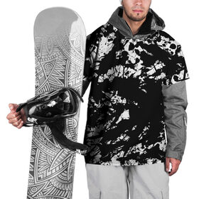 Накидка на куртку 3D с принтом Черно белые краски в Белгороде, 100% полиэстер |  | abstraction | абстракция красок | брызги красок | краска | потертость красок | разводы красок | черно белый