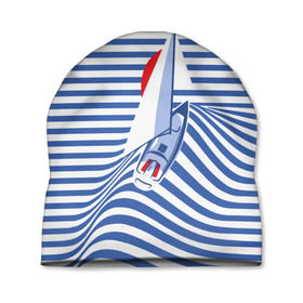 Шапка 3D с принтом Яхта в Белгороде, 100% полиэстер | универсальный размер, печать по всей поверхности изделия | flag | joke | prank | sail | sea | stripes | water | waves | yacht vest | вода | волны | море | парус | полосы | прикол | тельняшка | флаг | шутка | яхта