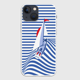 Чехол для iPhone 13 mini с принтом Яхта в Белгороде,  |  | flag | joke | prank | sail | sea | stripes | water | waves | yacht vest | вода | волны | море | парус | полосы | прикол | тельняшка | флаг | шутка | яхта