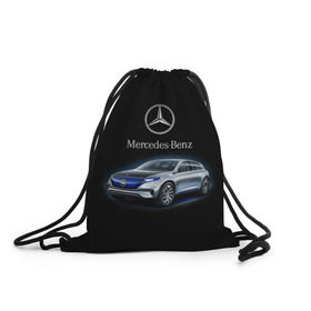 Рюкзак-мешок 3D с принтом Mercedes-Benz в Белгороде, 100% полиэстер | плотность ткани — 200 г/м2, размер — 35 х 45 см; лямки — толстые шнурки, застежка на шнуровке, без карманов и подкладки | kомпания производитель легковых автомобилей премиального класса | немецкое качество
