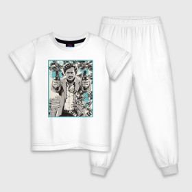 Детская пижама хлопок с принтом Пабло Эскобар в Белгороде, 100% хлопок |  брюки и футболка прямого кроя, без карманов, на брюках мягкая резинка на поясе и по низу штанин
 | narco | доллары | оружие
