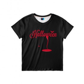 Детская футболка 3D с принтом Кровавый хэллоуин в Белгороде, 100% гипоаллергенный полиэфир | прямой крой, круглый вырез горловины, длина до линии бедер, чуть спущенное плечо, ткань немного тянется | 31 октября | halloween | день святых | праздник | праздник мертвых | тыква | хэллоуин