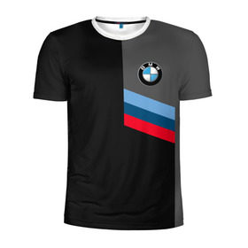 Мужская футболка 3D спортивная с принтом BMW Brand Tricolor в Белгороде, 100% полиэстер с улучшенными характеристиками | приталенный силуэт, круглая горловина, широкие плечи, сужается к линии бедра | Тематика изображения на принте: bmw | автомобильные | бмв | машины