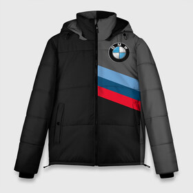 Мужская зимняя куртка 3D с принтом BMW Brand Tricolor в Белгороде, верх — 100% полиэстер; подкладка — 100% полиэстер; утеплитель — 100% полиэстер | длина ниже бедра, свободный силуэт Оверсайз. Есть воротник-стойка, отстегивающийся капюшон и ветрозащитная планка. 

Боковые карманы с листочкой на кнопках и внутренний карман на молнии. | Тематика изображения на принте: bmw | автомобильные | бмв | машины
