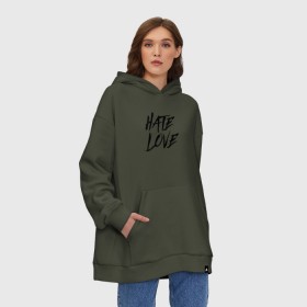 Худи SuperOversize хлопок с принтом FACE Hate Love в Белгороде, 70% хлопок, 30% полиэстер, мягкий начес внутри | карман-кенгуру, эластичная резинка на манжетах и по нижней кромке, двухслойный капюшон
 | face | hate | hatelove | rap | рэп | рэпер | фейс | фэйс