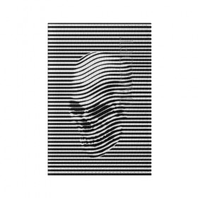 Обложка для паспорта матовая кожа с принтом Череп в Белгороде, натуральная матовая кожа | размер 19,3 х 13,7 см; прозрачные пластиковые крепления | art | optical | skull | stripes | vest | искусство | оптическое | полосы | тельняшка | череп