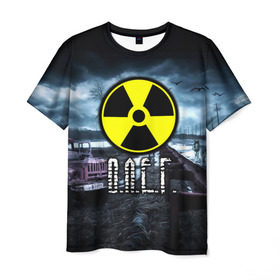 Мужская футболка 3D с принтом S.T.A.L.K.E.R. - О.Л.Е.Г. в Белгороде, 100% полиэфир | прямой крой, круглый вырез горловины, длина до линии бедер | stalker | игра | имя | олег | припять | радиация | сталкер | чернобыль
