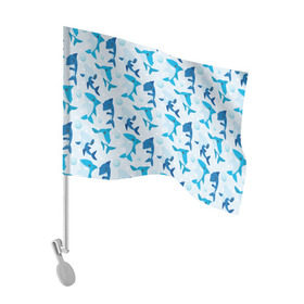Флаг для автомобиля с принтом Акулы в Белгороде, 100% полиэстер | Размер: 30*21 см | shark | акула | вода | море | океан | пузыри | рыба | рыбалка