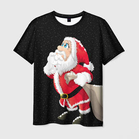 Мужская футболка 3D с принтом Санта в Белгороде, 100% полиэфир | прямой крой, круглый вырез горловины, длина до линии бедер | christmas | new year | дед мороз | елка | зима | клаус | метель | мороз | новый год | праздник | рождество | санта | снег | снеговик | снегурочка