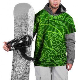 Накидка на куртку 3D с принтом зеленые узоры в Белгороде, 100% полиэстер |  | green | абстракция | арт | восток | геометрия | зелень | индия | орнамент | роспись | узоры | цветы