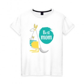 Женская футболка хлопок с принтом best mom в Белгороде, 100% хлопок | прямой крой, круглый вырез горловины, длина до линии бедер, слегка спущенное плечо | дети | мама | семья