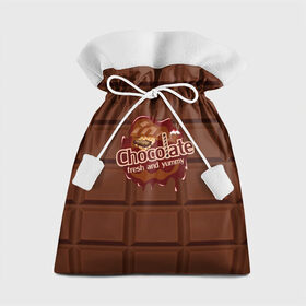 Подарочный 3D мешок с принтом Chocolate в Белгороде, 100% полиэстер | Размер: 29*39 см | Тематика изображения на принте: chocolate | fresh | еда | плитка | сладости | шоколад