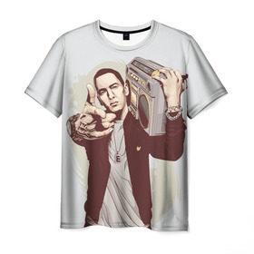 Мужская футболка 3D с принтом Eminem Art в Белгороде, 100% полиэфир | прямой крой, круглый вырез горловины, длина до линии бедер | art | eminem | hip hop | rap | rap god | арт | брюс | бумбокс | маршалл | мэтерс | рэп | хим хоп | эминем