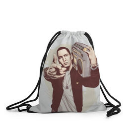Рюкзак-мешок 3D с принтом Eminem Art в Белгороде, 100% полиэстер | плотность ткани — 200 г/м2, размер — 35 х 45 см; лямки — толстые шнурки, застежка на шнуровке, без карманов и подкладки | art | eminem | hip hop | rap | rap god | арт | брюс | бумбокс | маршалл | мэтерс | рэп | хим хоп | эминем