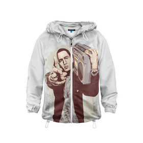 Детская ветровка 3D с принтом Eminem Art в Белгороде, 100% полиэстер | подол и капюшон оформлены резинкой с фиксаторами, по бокам два кармана без застежек, один потайной карман на груди | Тематика изображения на принте: art | eminem | hip hop | rap | rap god | арт | брюс | бумбокс | маршалл | мэтерс | рэп | хим хоп | эминем