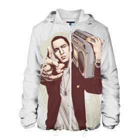 Мужская куртка 3D с принтом Eminem Art в Белгороде, ткань верха — 100% полиэстер, подклад — флис | прямой крой, подол и капюшон оформлены резинкой с фиксаторами, два кармана без застежек по бокам, один большой потайной карман на груди. Карман на груди застегивается на липучку | art | eminem | hip hop | rap | rap god | арт | брюс | бумбокс | маршалл | мэтерс | рэп | хим хоп | эминем