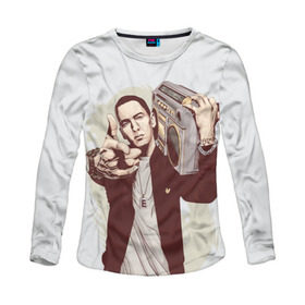 Женский лонгслив 3D с принтом Eminem Art в Белгороде, 100% полиэстер | длинные рукава, круглый вырез горловины, полуприлегающий силуэт | art | eminem | hip hop | rap | rap god | арт | брюс | бумбокс | маршалл | мэтерс | рэп | хим хоп | эминем