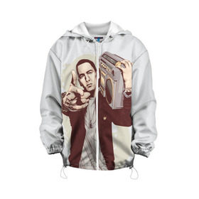 Детская куртка 3D с принтом Eminem Art в Белгороде, 100% полиэстер | застежка — молния, подол и капюшон оформлены резинкой с фиксаторами, по бокам — два кармана без застежек, один потайной карман на груди, плотность верхнего слоя — 90 г/м2; плотность флисового подклада — 260 г/м2 | art | eminem | hip hop | rap | rap god | арт | брюс | бумбокс | маршалл | мэтерс | рэп | хим хоп | эминем