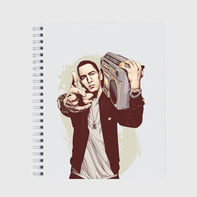 Тетрадь с принтом Eminem Art в Белгороде, 100% бумага | 48 листов, плотность листов — 60 г/м2, плотность картонной обложки — 250 г/м2. Листы скреплены сбоку удобной пружинной спиралью. Уголки страниц и обложки скругленные. Цвет линий — светло-серый
 | Тематика изображения на принте: art | eminem | hip hop | rap | rap god | арт | брюс | бумбокс | маршалл | мэтерс | рэп | хим хоп | эминем