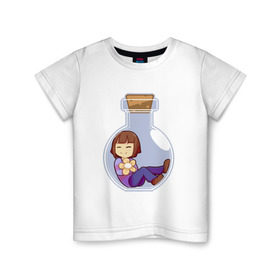 Детская футболка хлопок с принтом Фриск в Белгороде, 100% хлопок | круглый вырез горловины, полуприлегающий силуэт, длина до линии бедер | Тематика изображения на принте: frisk | undertale | фриск
