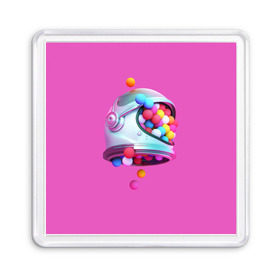 Магнит 55*55 с принтом Colorful balls в Белгороде, Пластик | Размер: 65*65 мм; Размер печати: 55*55 мм | balls | colorful | helmet | pink | колорит | космонавт | космос | розовый | скафандр | цвет | шарики | шары | шлем