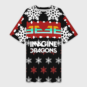 Платье-футболка 3D с принтом Праздничный Imagine Dragons в Белгороде,  |  | альтернативный | американская | группа | драгонс | имеджин | инди | индирок | новогодний | поп | рождество | рок | свитер | электроник