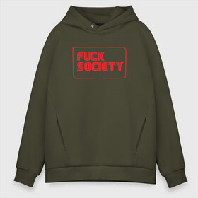 Мужское худи Oversize хлопок с принтом F Society в Белгороде, френч-терри — 70% хлопок, 30% полиэстер. Мягкий теплый начес внутри —100% хлопок | боковые карманы, эластичные манжеты и нижняя кромка, капюшон на магнитной кнопке | mr robot | rami malek | мистер робот | рами малек