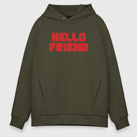 Мужское худи Oversize хлопок с принтом Hello Friend в Белгороде, френч-терри — 70% хлопок, 30% полиэстер. Мягкий теплый начес внутри —100% хлопок | боковые карманы, эластичные манжеты и нижняя кромка, капюшон на магнитной кнопке | mr robot | rami malek | мистер робот | рами малек