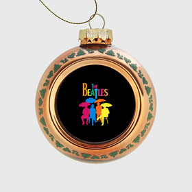 Стеклянный ёлочный шар с принтом The beatles в Белгороде, Стекло | Диаметр: 80 мм | british | rock | the beatles