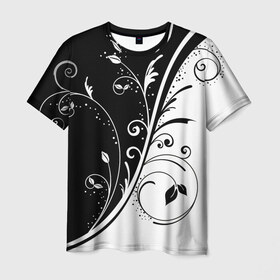 Мужская футболка 3D с принтом Черно-белый узор в Белгороде, 100% полиэфир | прямой крой, круглый вырез горловины, длина до линии бедер | узор | черно белый | черно белый узор