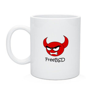 Кружка с принтом FreeBSD демон в Белгороде, керамика | объем — 330 мл, диаметр — 80 мм. Принт наносится на бока кружки, можно сделать два разных изображения | Тематика изображения на принте: bsd | demon | freebsd | os | unix | демон | злой | ос | чёртик