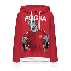 Женская толстовка 3D с принтом Pogba Manchester United в Белгороде, 100% полиэстер  | двухслойный капюшон со шнурком для регулировки, мягкие манжеты на рукавах и по низу толстовки, спереди карман-кенгуру с мягким внутренним слоем. | Тематика изображения на принте: mu | paul | pogba | манчестер юнайтед | мю | погба | форма