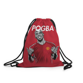 Рюкзак-мешок 3D с принтом Pogba Manchester United в Белгороде, 100% полиэстер | плотность ткани — 200 г/м2, размер — 35 х 45 см; лямки — толстые шнурки, застежка на шнуровке, без карманов и подкладки | mu | paul | pogba | манчестер юнайтед | мю | погба | форма